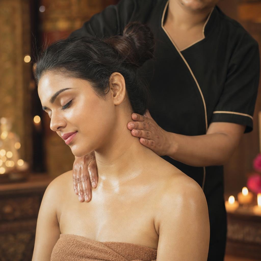 Head neck and shoulder massage for stress relief at Phoenix International Spa
