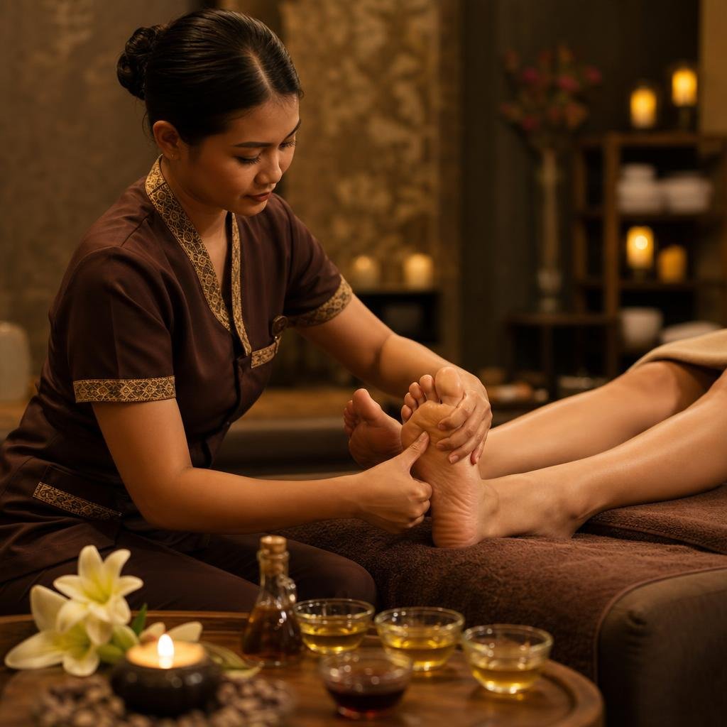 Foot reflexology pressure-point massage at Phoenix International Spa